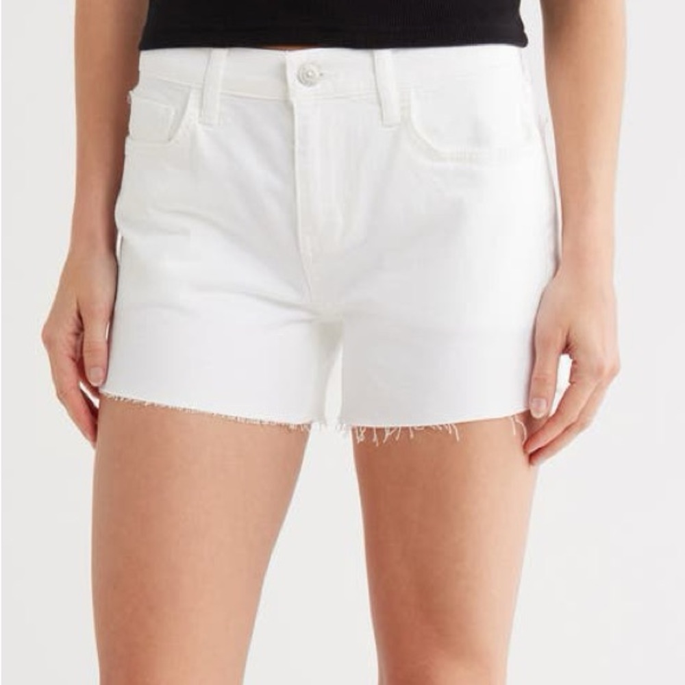 Hudson Jeans NWT Gracie Denim Shorts White Size 30 Raw Frayed Hem High Rise